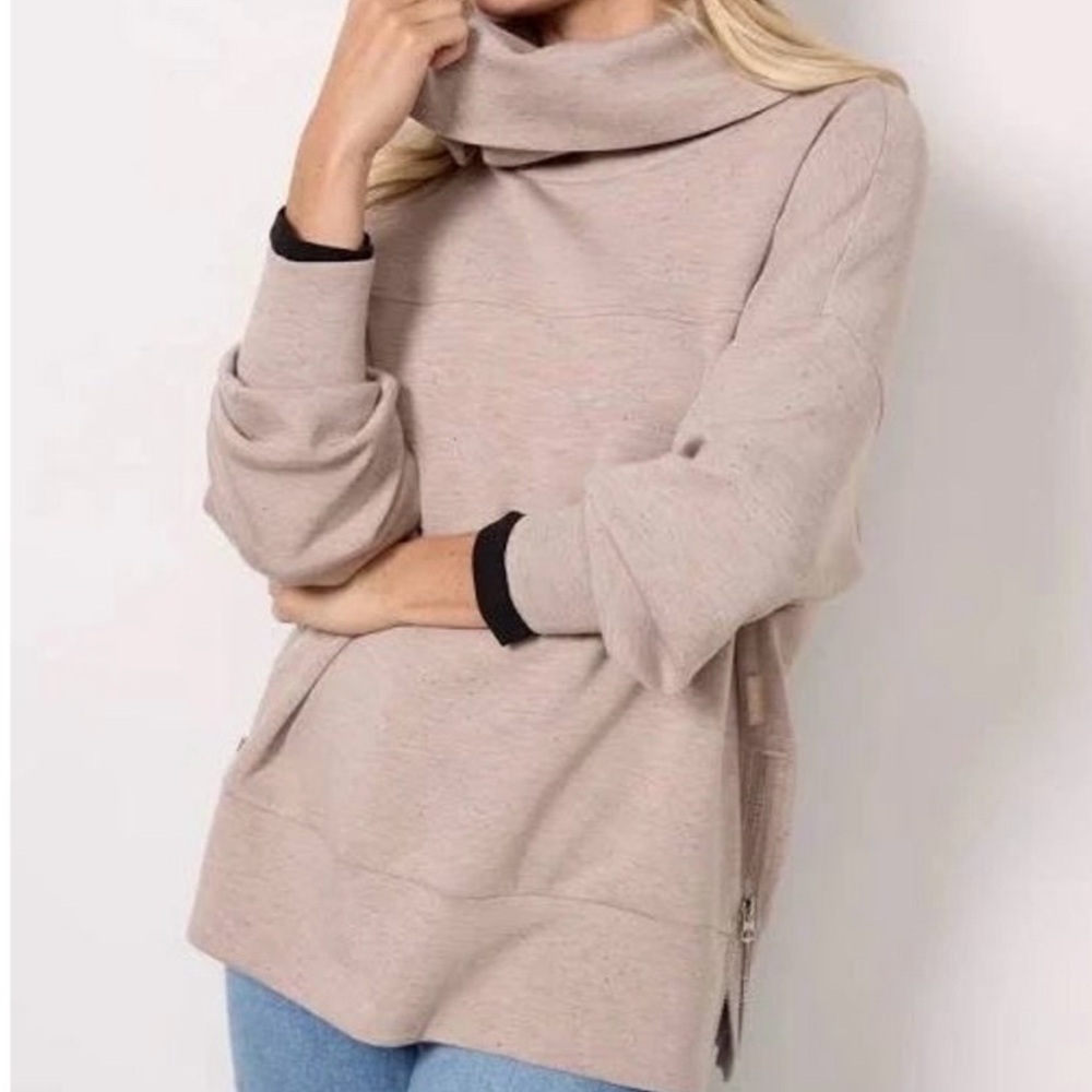 NWT Varley Milton Taupe Fleck Cowl Neck